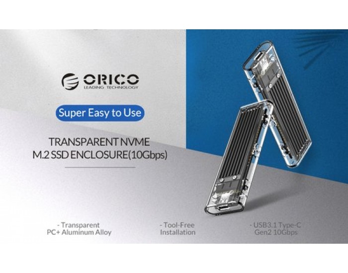 ORICO SSD CASING FOR NVME TO TYPE C TRANSPARENT (TCM2 C3-SV-BP)